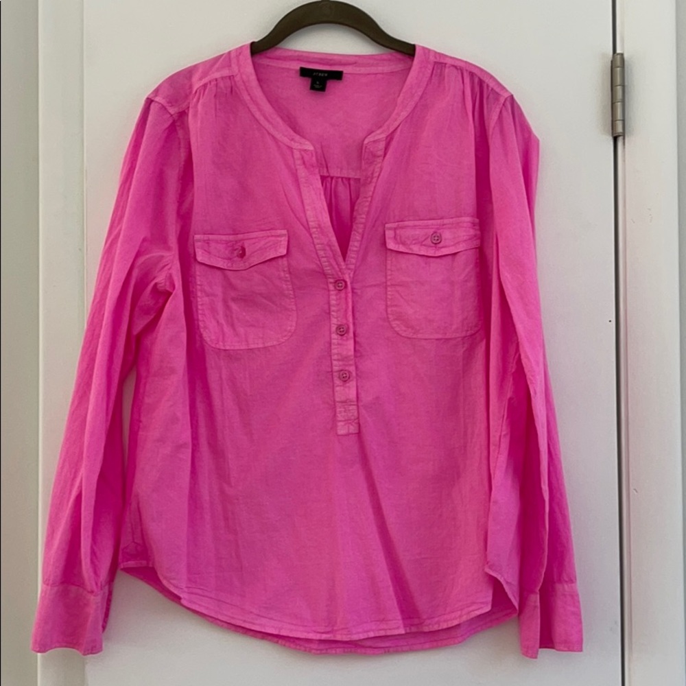 J. Crew neon pink lightweight cotton shirt